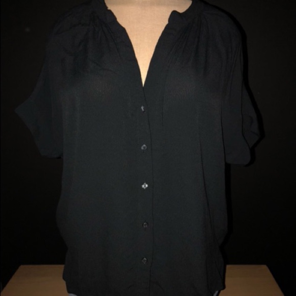 Black Short Sleeve Button Down Shirt
